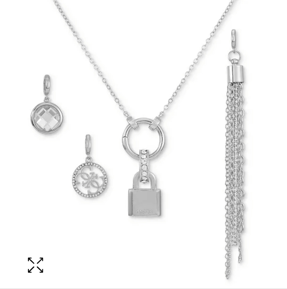 GUESS Silver Necklace Set with Charms